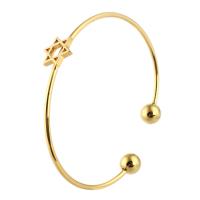 Stainless Steel Cuff Bangle, Hexagram, for woman, golden, 11*13mm,2mm, Inner Diameter:Approx 59mm, Sold By PC
