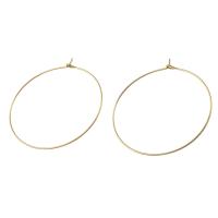 Brass Hoop Earring, Round, for woman, original color, 50x43x1mm, Sold By PC