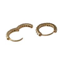 Brass Huggie Hoop Earring, Round, micro pave cubic zirconia & for woman, golden, 10x12x2mm, Sold By PC