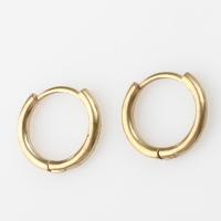 Brass Huggie Hoop Earring, Round, for woman, original color, 13x13x2mm, Sold By PC