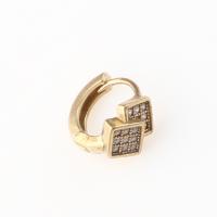 Brass Huggie Hoop Earring, micro pave cubic zirconia & for woman, original color, 14x12x2mm, Sold By PC
