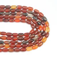 Natural Miracle Agate perler, Drum, du kan DIY, rød, 8x12mm, Solgt Per 38 cm Strand
