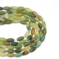 Natürliche Streifen Achat Perlen, Reis, DIY & satiniert, grün, 8x16mm, verkauft per 38 cm Strang
