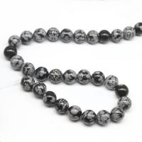 Pahuljica Obsidian perle, Krug, možete DIY, miješana boja, Prodano Per 38 cm Strand