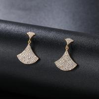 Brass Drop Earring, fashion jewelry & micro pave cubic zirconia & for woman, more colors for choice, Sold By Pair