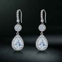 Tibetan Style Drop Earrings, fashion jewelry & for woman & with cubic zirconia, more colors for choice, Sold By Pair