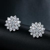 Cubic Zirconia Micro Pave Brass Earring fashion jewelry & for woman & with cubic zirconia Sold By Pair