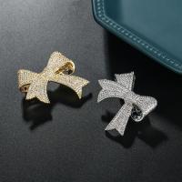 Cubic Zirconia Brooch Brass Bowknot fashion jewelry & for woman & with cubic zirconia Sold By PC
