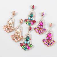Rhinestone Earring, Tibetan Style, fashion jewelry & for woman & with glass rhinestone & with rhinestone, more colors for choice, Sold By Pair