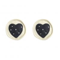Tibetan Style Stud Earring, stoving varnish, fashion jewelry & with heart pattern & for woman, more colors for choice, Sold By Pair