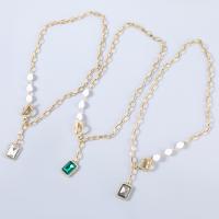 Plastik perle halskæde, Zinc Alloy, med ABS plastik perle & Akryl, forgyldt, mode smykker & for kvinde, flere farver til valg, Længde 17.59 inch, Solgt af PC