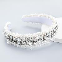 Hair Bands, Velveteen, with acrylic rhinestone & ABS Plastic Pearl, fashion jewelry & for woman, white, Sold By PC