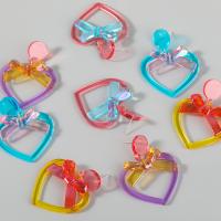 Resin Earring, Heart, fashion jewelry & bowknot design & for woman, more colors for choice, Sold By Pair
