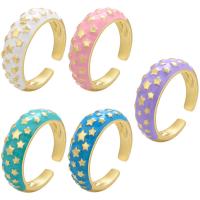 Brass Cuff Finger Ring, 18K gold plated, Adjustable & enamel, more colors for choice, 22x7.50mm, Sold By PC