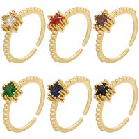Brass Cuff Finger Ring, plated, Adjustable & different styles for choice & micro pave cubic zirconia, more colors for choice, 22x7.30mm, Sold By PC