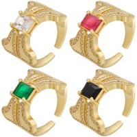 Brass Cuff Finger Ring gold color plated Adjustable & micro pave cubic zirconia Sold By PC