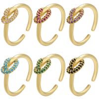 Brass Cuff Finger Ring, plated, Adjustable & micro pave cubic zirconia, more colors for choice, 21.50x6.50mm, Sold By PC