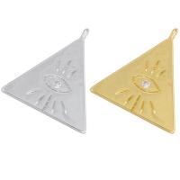 Cubic Zirconia Brass Pendants, Triangle, plated, with eye pattern & micro pave cubic zirconia, more colors for choice, 22x23mm, Hole:Approx 1.5mm, Sold By PC