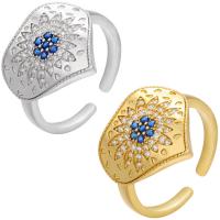 Brass Cuff Finger Ring, Heart, plated, micro pave cubic zirconia, more colors for choice, 21x17mm, Inner Diameter:Approx 17mm, Sold By PC