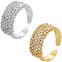 Brass Cuff Finger Ring plated Adjustable & micro pave cubic zirconia Approx 5mm Sold By PC
