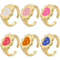 Brass Cuff Finger Ring, gold color plated, Adjustable & with heart pattern & micro pave cubic zirconia, more colors for choice, 22x14mm, Hole:Approx 5mm, Sold By PC