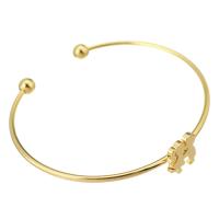 acier inoxydable bracelet manchette, pour femme, doré, 11*12mm,2mm, Diamètre intérieur:Environ 59mm, Vendu par PC