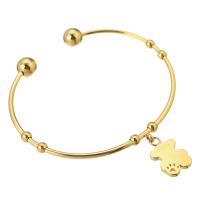 Stainless Steel Cuff Bangle Bear for woman golden 11*13mm 2mm Inner Approx 59mm Sold By PC