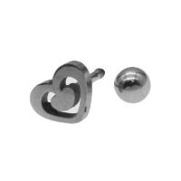 Bijoux de piercing d'oreille en acier inoxydable, coeur, pour femme, argent, 12x6x6mm, Vendu par PC