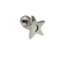 Пирсинг уха из нержавеющей стали, нержавеющая сталь, Звезда, Женский, оригинальный цвет, 12x8x8mm, продается PC