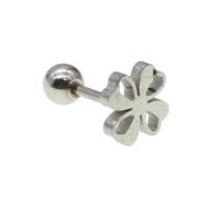 Stainless Steel Uho piercing nakit, Nehrđajući čelik, Četiri Leaf Clover, za žene, izvorna boja, 12x8x8mm, Prodano By PC