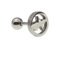 Ανοξείδωτο χάλυβα Ear Piercing Κοσμήματα, Από ανοξείδωτο χάλυβα, Γύρος, για τη γυναίκα, αρχικό χρώμα, 12x8x8mm, Sold Με PC