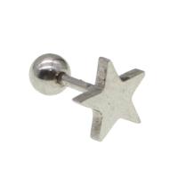 Ανοξείδωτο χάλυβα Ear Piercing Κοσμήματα, Από ανοξείδωτο χάλυβα, Αστέρι, για τη γυναίκα, αρχικό χρώμα, 12x8x8mm, Sold Με PC