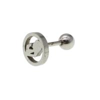 Rostfritt stål Ear Piercing Smycken, ROSTFRITT STÅL, Rund, för kvinna, ursprungliga färgen, 12x8x8mm, Säljs av PC