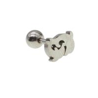 Rostfritt stål Ear Piercing Smycken, ROSTFRITT STÅL, Dolphin, för kvinna, ursprungliga färgen, 12x8x5mm, Säljs av PC
