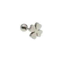 Bijoux de piercing d'oreille en acier inoxydable, Trèfle à quatre feuilles, pour femme, couleur originale, 12x8x8mm, Vendu par PC
