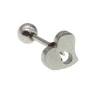 Stainless Steel Ear Piercing Jewelry, Heart, for woman, original color, 12x7x8mm, Sold By PC