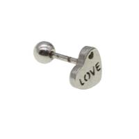 Stainless Steel Ear Piercing Jewelry, Heart, for woman, original color, 12x6x8mm, Sold By PC