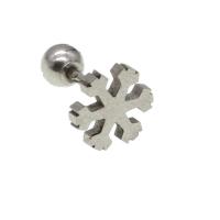 Stainless Steel Uho piercing nakit, Nehrđajući čelik, Pahuljica, za žene, izvorna boja, 12x8x8mm, Prodano By PC