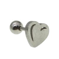 Rostfritt stål Ear Piercing Smycken, ROSTFRITT STÅL, Hjärta, för kvinna, ursprungliga färgen, 12x7x7mm, Säljs av PC
