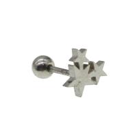 Stainless Steel Uho piercing nakit, Nehrđajući čelik, Zvijezda, za žene, izvorna boja, 12x8x8mm, Prodano By PC