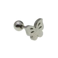 Ανοξείδωτο χάλυβα Ear Piercing Κοσμήματα, Από ανοξείδωτο χάλυβα, Πεταλούδα, για τη γυναίκα, αρχικό χρώμα, 12x6x8mm, Sold Με PC