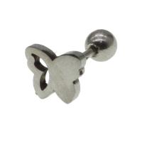 Stainless Steel Uho piercing nakit, Nehrđajući čelik, Leptir, za žene, izvorna boja, 12x6x8mm, Prodano By PC