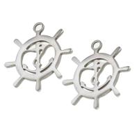 Stainless Steel Pendants, Anchor and Ship Wheel, original color, 17x15x1mm, Sold By PC