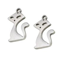 Stainless Steel Animal Pendants, Cat, original color, 16x11x1mm, Sold By PC