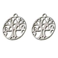 Stainless Steel Pendants Round tree of life design original color Sold By PC