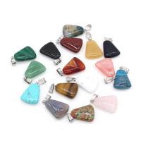 Gemstone Pendants Jewelry, Natural Stone, with Tibetan Style, Trapezium, more colors for choice, 18x25mm, Sold By PC
