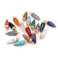 Gemstone Pendants Jewelry, Natural Stone, with Tibetan Style, faceted, more colors for choice, 8x26mm, Sold By PC