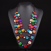Wood Necklace, Coco, with Nylon Cord & Wood, three layers & fashion jewelry & for woman, multi-colored, Length:21.65 Inch, Sold By PC