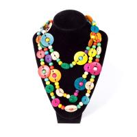 Wood Necklace Coco with Nylon Cord & Wood fashion jewelry & for woman multi-colored Sold Per 29.92 Inch Strand