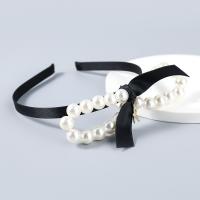 Hair Bands, Cloth, with ABS Plastic Pearl & Tibetan Style, plated, fashion jewelry & for woman, black, Sold By PC